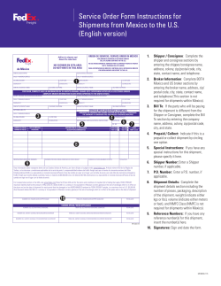 Service Order Form Instructions for Shipments