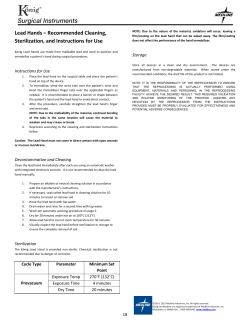 Lead Hands &ndash; Recommended Cleaning, Sterilization, and