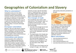 Geographies of Colonialism and Slavery