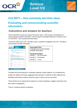 Unit R073 - Evaluating and communicating scientific
