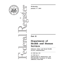 Final Rule 21 CFR Part 291 - National Alliance for Medication