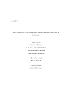 1 Running head: How is Believability of Virtual Agent Related to