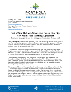 PRESS RELEASE Port of New Orleans, Norwegian Cruise Line