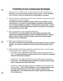 Properties of Ionic Compounds Worksheet