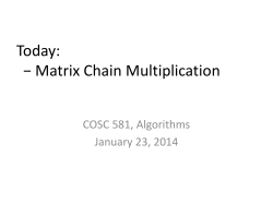 Matrix Chain Multiplication - UTK-EECS