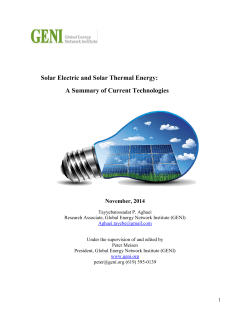 Solar Electric and Solar Thermal Energy: A Summary of Current