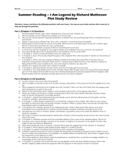 Summer Reading – I Am Legend by Richard Matheson Plot Study