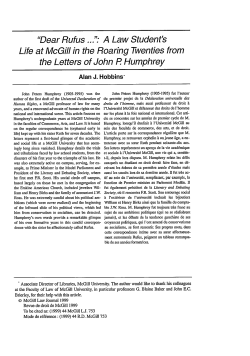 Life at McGill in the Roaring Twenties from