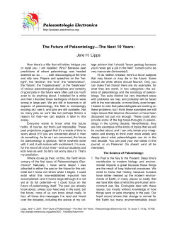 Palaeontologia Electronica The Future of Paleontology&mdash;The Next