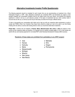 Alternative Investments Investor Profile Questionnaire
