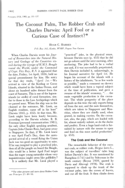 The Coconut Palm, The Robber Crab and Charles Darwin: April