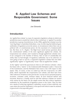 6. Applied Law Schemes and Responsible Government: Some Issues