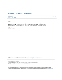 Habeas Corpus in the District of Columbia