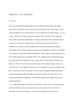 The Problem of the Immediacy of the Image