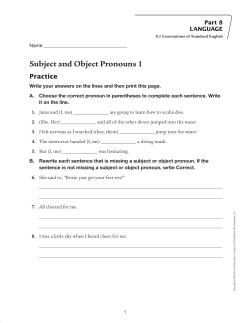 Subject and Object Pronouns 1 - Macmillan/McGraw-Hill