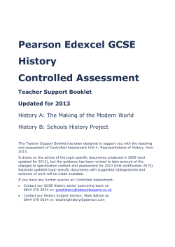 Pearson Edexcel GCSE History Controlled Assessment