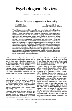 The act frequency approach to personality. Psychological Review