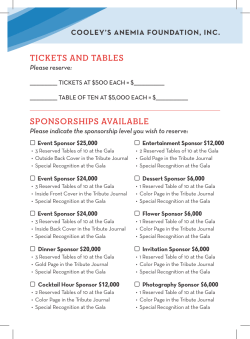 to the RSVP form. - Cooley`s Anemia Foundation