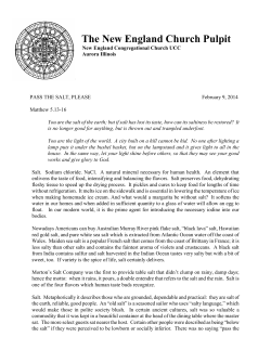 Pass the Salt, Please - New England Congregational Church