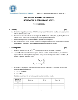 MATH205 &ndash; NUMERICAL ANALYSIS HOMEWORK 1: ERRORS