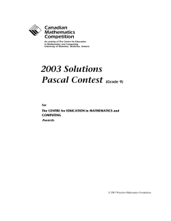 2003 - Pascal - CEMC - University of Waterloo