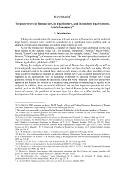Treasure trove in Roman law, in legal history, and in modern legal
