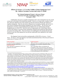 Effects of Arizona v. US on the Validity of State Immigrant Laws