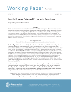 North Korea`s External Economic Relations - UCSD GPS