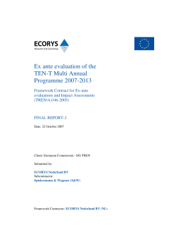 Ex ante evaluation of the TEN-T Multi Annual Programme 2007-2013