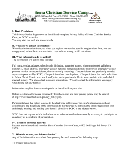 Privacy Policy - Sierra Christian Service Camp