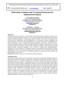 Reforming Technical and Vocational Education for Industrial