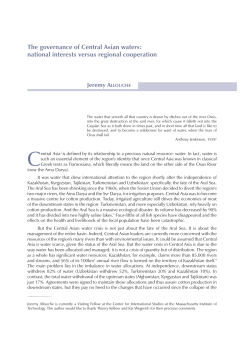 The governance of Central Asian waters: national interests versus