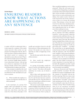 Ensuring rEadErs Know what actions arE happEning in any sEntEncE