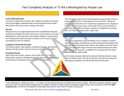 Text Complexity Analysis Of To Kill A Mockingbird