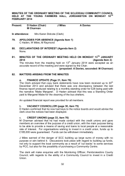 32 minutes of the ordinary meeting of the scleddau community