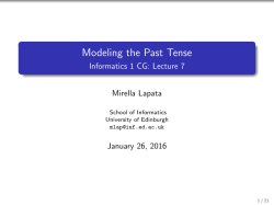 Modeling the Past Tense - Informatics 1 CG