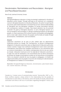On Decolonizing - Canadian Journal of Environmental Education