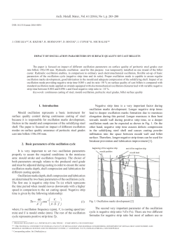 1. Introduction Mould oscillation represents a basic instrument for