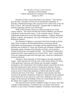 Disciples of Christ in One Sentence - Christian Church (Disciples of