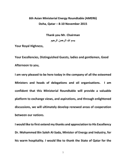 6th Asian Ministerial Energy Roundtable (AMER6) Doha, Qatar &ndash; 8