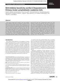 BH3 Inhibitor Sensitivity and Bcl-2 Dependence