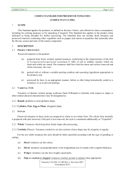 CODEX STANDARD FOR PRESERVED TOMATOES (CODEX
