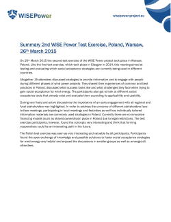 Summary 2nd WISE Power Test Exercise, Poland, Warsaw, 26th