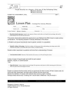 Lesson Plan &ndash; Crossing Over Activity (Meiosis)