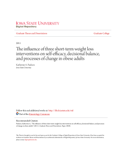 The influence of three short-term weight loss interventions on self