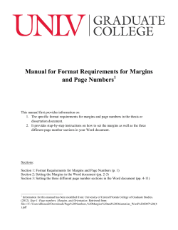 Manual for Format Requirements for Margins and Page Numbers
