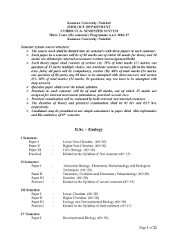 UG Zoology Syllabus (Semester Wise)