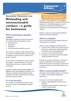 CAFT Misleading conduct - Consumer Affairs and Fair Trading