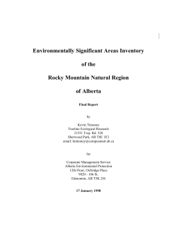 Environmentally Significant Areas Inventory of the Rocky Mountain