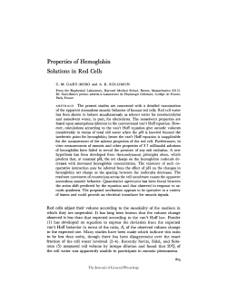 Properties of Hemoglobin Solutions in Red Cells